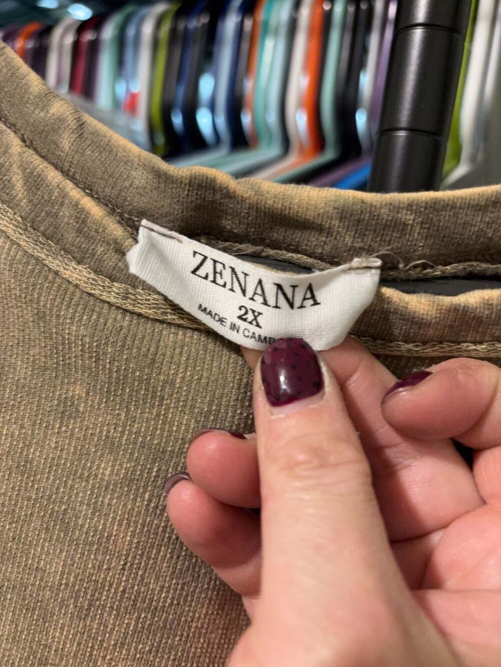 Zenana Mineral Wash Raw Edge High-Low T-Shirt Size 2X - Picture 4 of 4